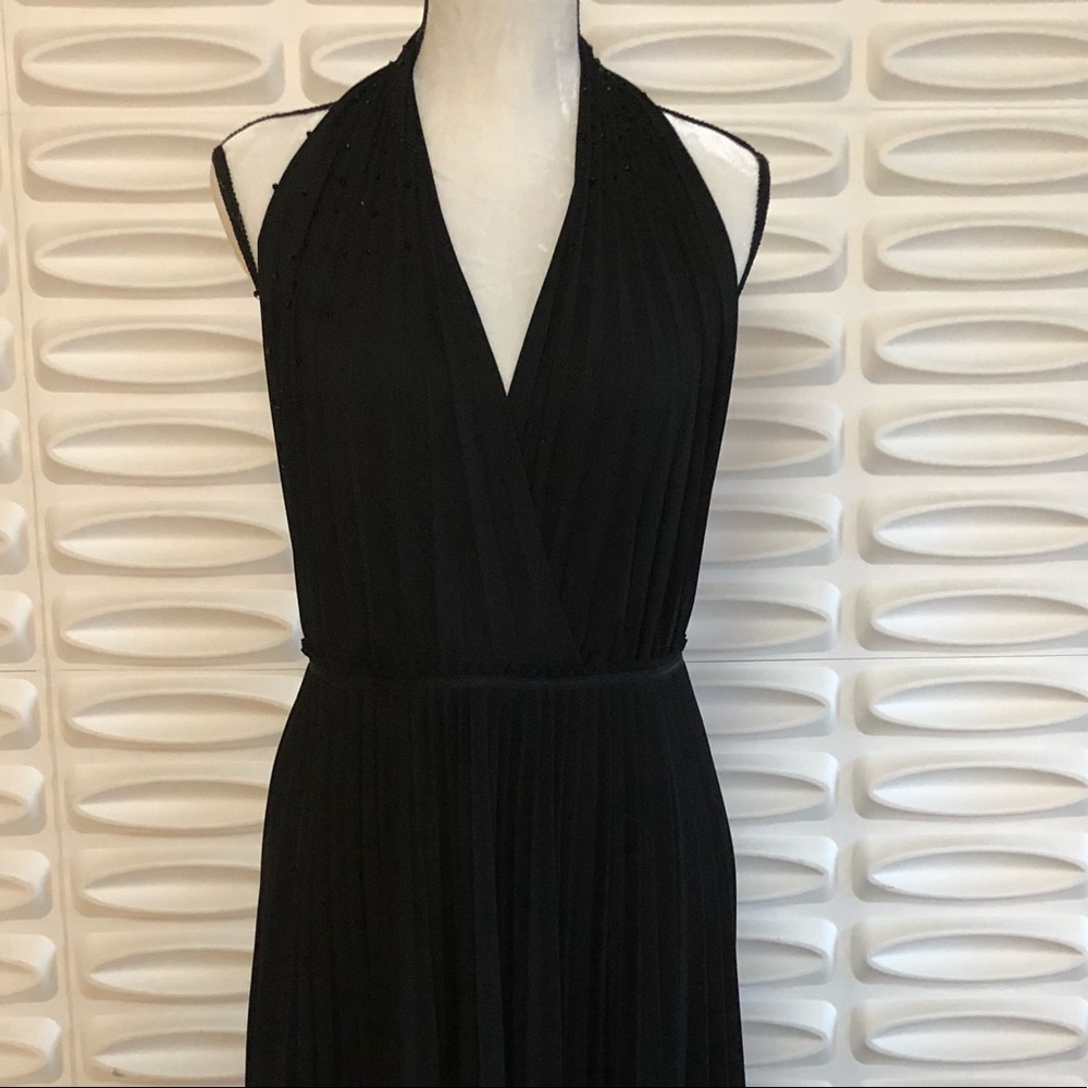 Halston Heritage Black Low V Dress